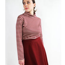 Carica l'immagine nel visualizzatore di Gallery, TEES BATEAU TURTLE, COTONE INTERLOCK BIO, RIGHE TERRA ROSSA E PORPORA