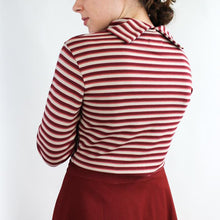 Carica l'immagine nel visualizzatore di Gallery, TEES BATEAU TURTLE, COTONE INTERLOCK BIO, RIGHE TERRA ROSSA E PORPORA