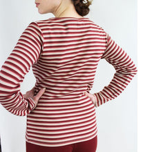 Carica l'immagine nel visualizzatore di Gallery, TEES BATEAU, COTONE INTERLOCK BIO, RIGHE TERRA ROSSA E PORPORA