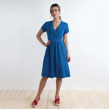 Carica l'immagine nel visualizzatore di Gallery, ABITO ARTEMISIA COTONE SEERSUCKER BLU ELETTRICO