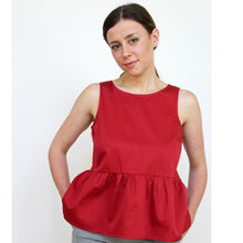 Carica l'immagine nel visualizzatore di Gallery, TOP SERENELLA, SATIN DI COTONE, ROSSO CARMINIO