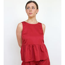 Carica l'immagine nel visualizzatore di Gallery, TOP SERENELLA, SATIN DI COTONE, ROSSO CARMINIO