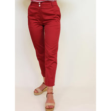 Carica l'immagine nel visualizzatore di Gallery, PANTALONE NEW CARROT, SATIN DI COTONE, ROSSO CARMINIO