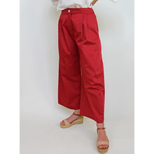 Carica l'immagine nel visualizzatore di Gallery, PANTALONE EILEEN, SATIN DI COTONE, ROSSO CARMINIO