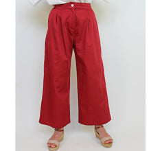 Carica l'immagine nel visualizzatore di Gallery, PANTALONE EILEEN, SATIN DI COTONE, ROSSO CARMINIO