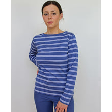 Carica l'immagine nel visualizzatore di Gallery, TEES BATEAU, JERSEY STRETCH BIO, RIGHE BLU INDACO