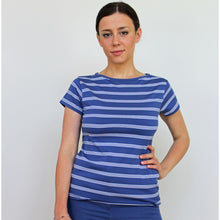 Carica l'immagine nel visualizzatore di Gallery, TEES TEA, JERSEY STRETCH BIO, RIGHE BLU INDACO