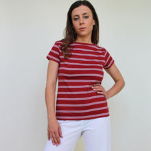 Carica l'immagine nel visualizzatore di Gallery, TEES TEA, JERSEY STRETCH BIO, RIGHE ROSSO