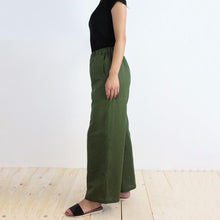Carica l'immagine nel visualizzatore di Gallery, PANTALONE GALANGA LINO-COTONE VERDE PALMA
