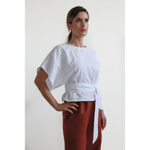 Carica l'immagine nel visualizzatore di Gallery, BLUSA GARDENIA COTONE SEERSUCKER BIANCO