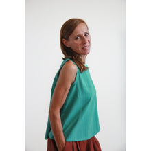 Carica l'immagine nel visualizzatore di Gallery, TOP MUGHETTO COTONE SEERSUCKER VERDE ACQUA