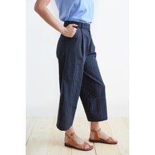 Carica l'immagine nel visualizzatore di Gallery, PANTALONE NEWBAGGY COTONE SEERSUCKER BLU NOTTE