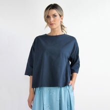 Carica l'immagine nel visualizzatore di Gallery, TEES GAROFANO JERSEY DI COTONE BIO FIAMMATO BLU SCURO