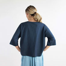 Carica l'immagine nel visualizzatore di Gallery, TEES GAROFANO JERSEY DI COTONE BIO FIAMMATO BLU SCURO