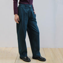 Carica l'immagine nel visualizzatore di Gallery, PANTALONE AMBRETTA COTONE CHEVRON BLU-VERDE