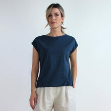 Carica l'immagine nel visualizzatore di Gallery, TEES ALESSIA JERSEY DI COTONE BIO FIAMMATO BLU SCURO