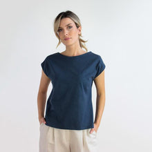 Carica l'immagine nel visualizzatore di Gallery, TEES ALESSIA JERSEY DI COTONE BIO FIAMMATO BLU SCURO