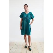 Carica l'immagine nel visualizzatore di Gallery, ABITO CASSIA JERSEY COTONE BIO FIAMMATO PAVONE