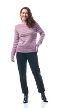Carica l'immagine nel visualizzatore di Gallery, MAGLIA INFINITO, LANA, RIGHE LAVANDA