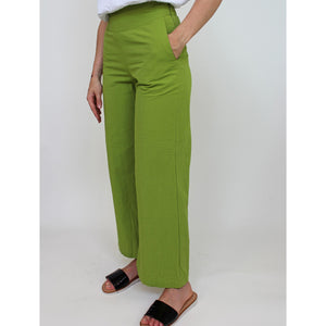 PANTALONE GIADA, COTONE SEERSUCKER, VERDE AVOCADO