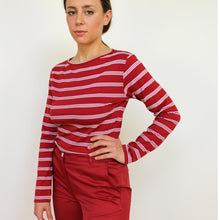 Carica l&#39;immagine nel visualizzatore di Gallery, TEES BATEAU, JERSEY STRETCH BIO, RIGHE ROSSO
