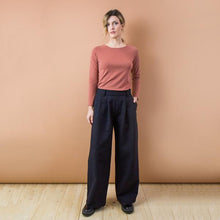 Carica l&#39;immagine nel visualizzatore di Gallery, PANTALONE OLEANDRO. COTONE E LANA. NERO

