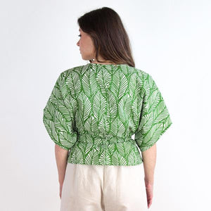 BLUSA GARDENIA COTONE STAMPA FOGLIE TROPICALI