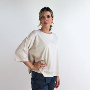TEES GAROFANO JERSEY DI COTONE BIO FIAMMATO SABBIA
