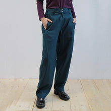 Carica l'immagine nel visualizzatore di Gallery, PANTALONE AMBRETTA COTONE CHEVRON BLU-VERDE

