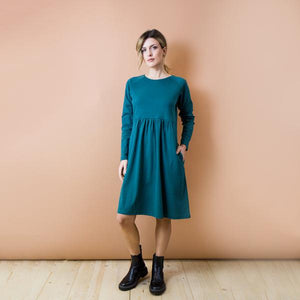 ABITO STERLIZIA. COTONE INTERLOCK BIO. VERDE PETROLIO