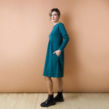 Carica l&#39;immagine nel visualizzatore di Gallery, ABITO STERLIZIA. COTONE INTERLOCK BIO. VERDE PETROLIO
