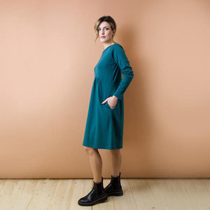 ABITO STERLIZIA. COTONE INTERLOCK BIO. VERDE PETROLIO