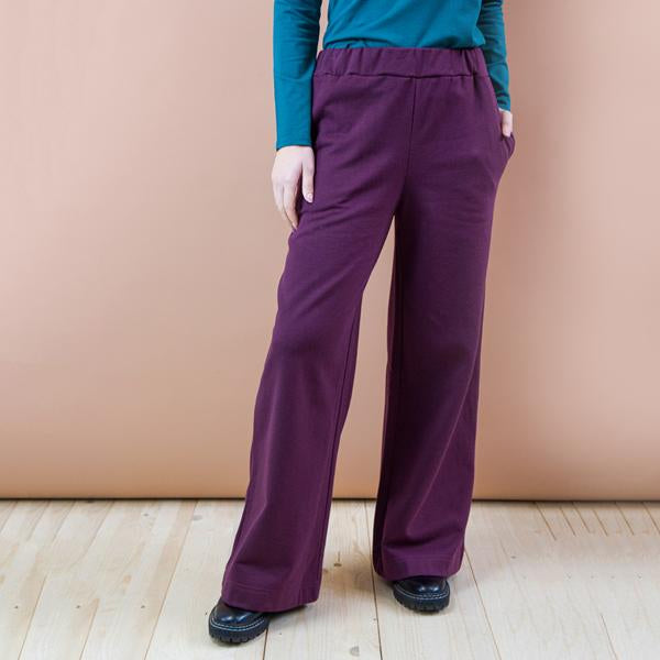 PANTALONE BUCANEVE CON TASCHE. FELPA DI COTONE BIO VINACCIA