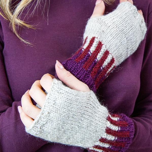 GUANTI TRAMA LANA GHIACCIO BORDEAUX E VIOLA