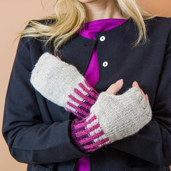 GUANTI TRAMA LANA GHIACCIO VIOLA E CICLAMINO