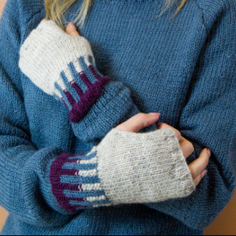 GUANTI TRAMA LANA GHIACCIO AVIO E VIOLA