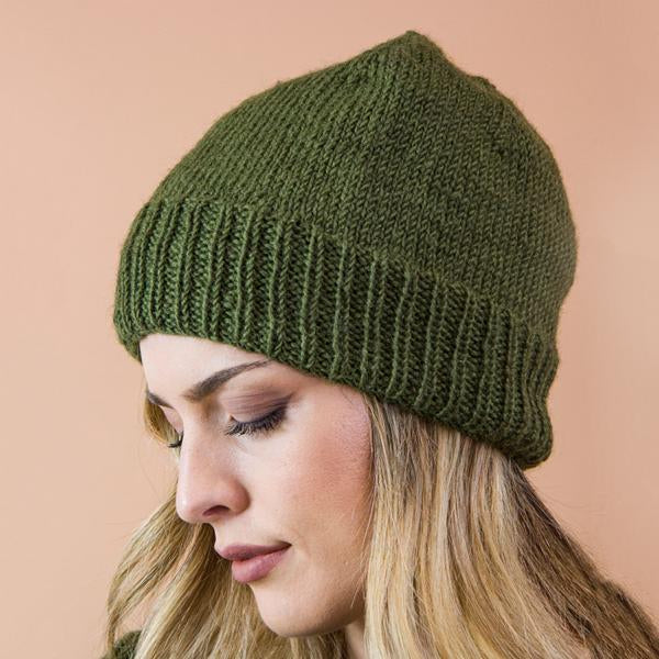 BERRETTO MENTA LANA E INTERNO FELPATO VERDE BOSCO