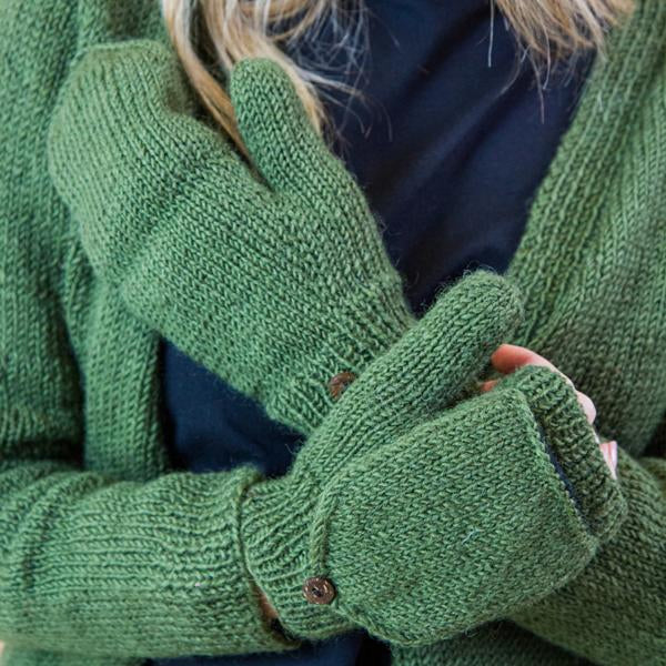 GUANTI MENTA LANA E INTERNO FELPATO VERDE BOSCO