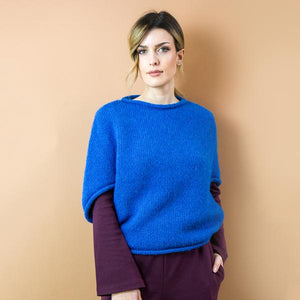 PONCHO ANICE. ALPACA SUPERFINE. CERULEO. TU