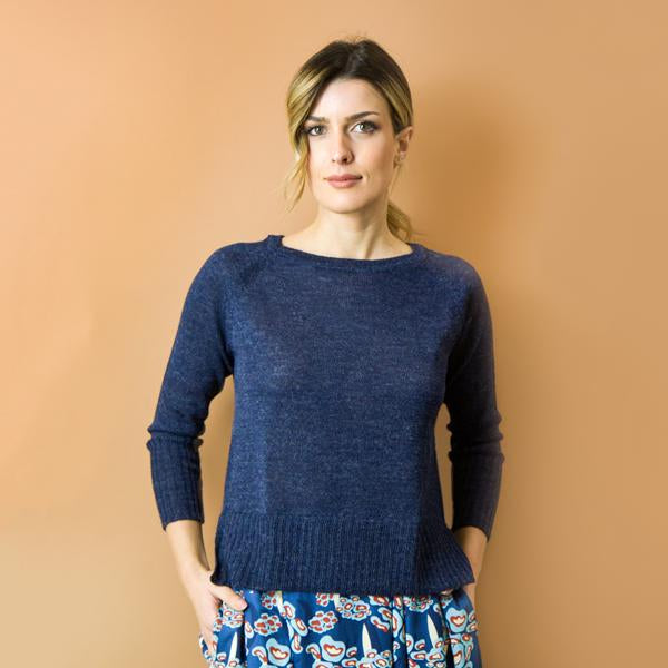 MAGLIA LINFA. ALPACA. BLU INDACO