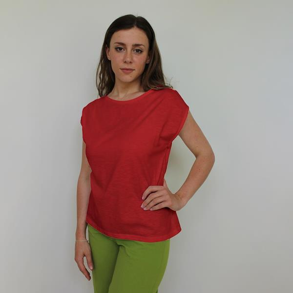 TEES ALESSIA, JERSEY DI COTONE BIO FIAMMATO, ROSSO