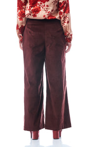 PANTALONE QUERCIA IN VELLUTO, COTONE BORDEAUX