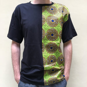 T-shirt nera con inserto verticale wax